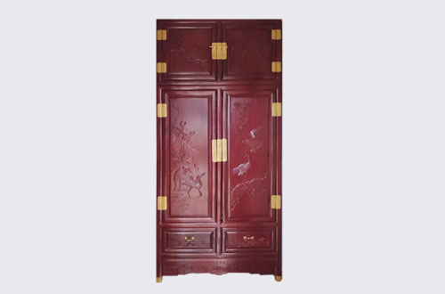 企石镇高端中式家居装修深红色纯实木衣柜