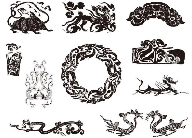 企石镇龙纹和凤纹的中式图案